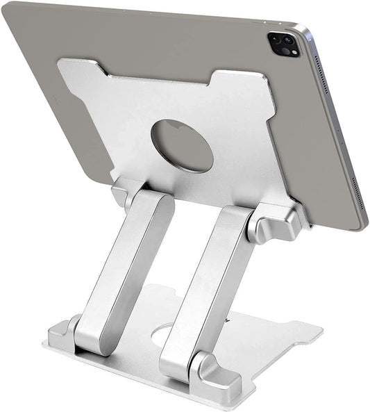 Quality Tablet Stand,Adjustable Foldable Eye-Level Aluminum Solid Up to 13.5-in Tablets Holder for Microsoft Surface Series Tablets,iPad Series,Samsung Galaxy Tabs,Amazon Kindle Fire,Etc.Silver